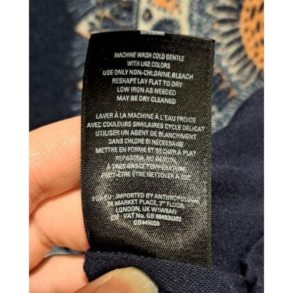 Anthropologie Maeve Eira Boho Sweater Dress Blue, Lace Pattern Long Sleeve Small - Picture 7 of 7